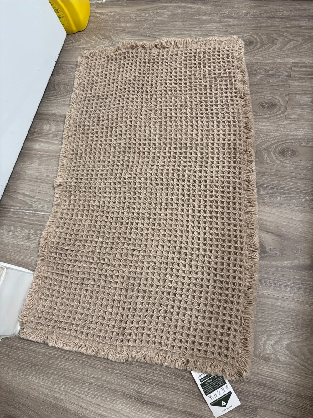Beige Waffle Weave Bath Mat by